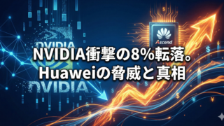 NVIDIAシェア8%転落とHuawei Ascend 910Cの台頭｜青とオレンジの対比チャート